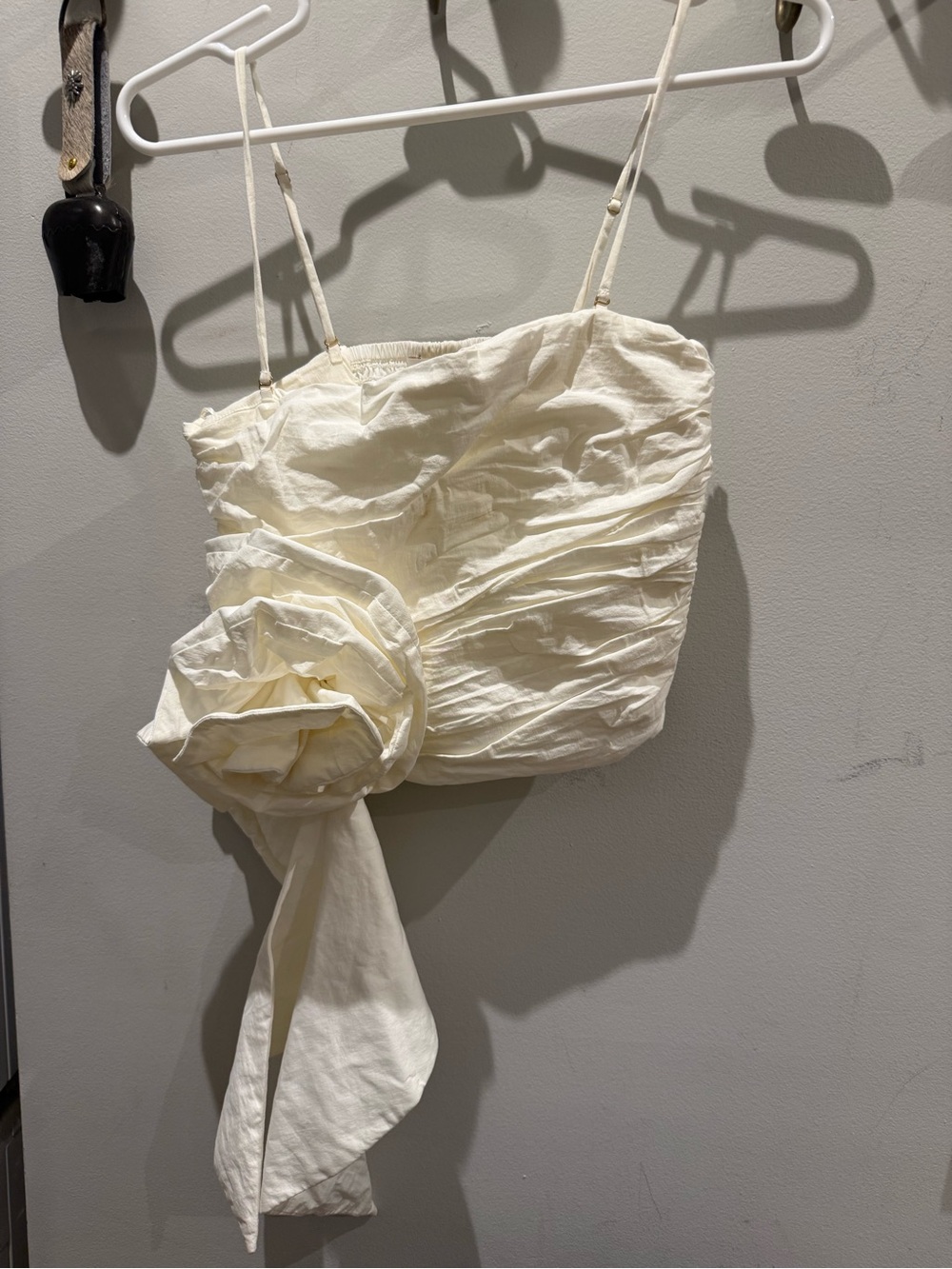 Mango White Ruched Camisole with Side Rosette - Picture 2 of 5